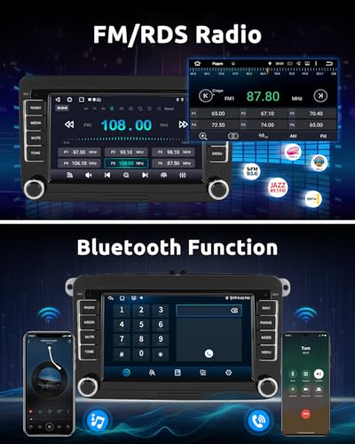 ESSGOO Android 15 4+64G Wireless CarPlay Androidd Auto Car Stereo Radio For VW Caddy Golf MK5 6 Polo Passat Seat RCD330,2 Din Bluetooth Radio mit 7 Inch Touchscereen FM RDS GPS WiFi Navi - Image 4