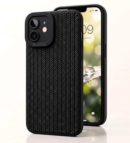 Image of amazon basics Luxury 3D Knitted Texture Soft Silicone Back Cover for iPhone 11 | Slim Fit Shockproof Case with Camera Protection & Non-Slip Grip - Black