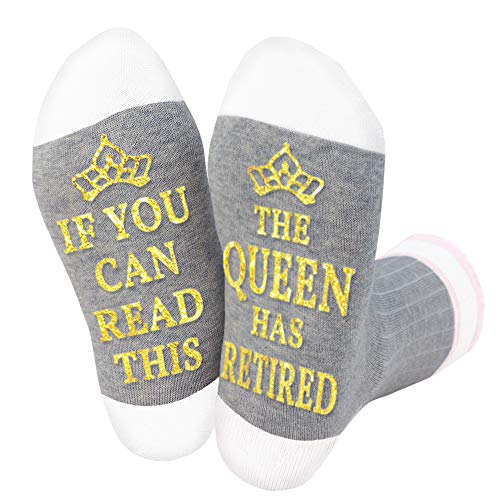 If You Can Read This The Queen Has Retired Funny Full Length Lounge Socks Happy Retirement Gifts For Women Socks #TOP1