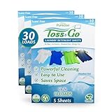 Purecise Travel Laundry Detergent Sheets, Unscented, Lightweight & No Mess, 30 Loads Total (15 Sheets), Travel Size Toiletries for Cruise & Airplane