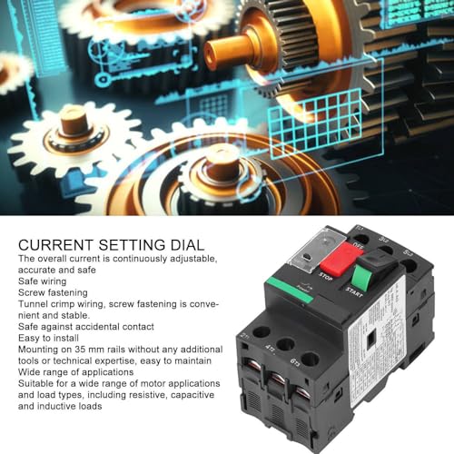 Interruptor Automático Motor Disyuntor Termomagnético Riel DIN Ajuste Corriente 6