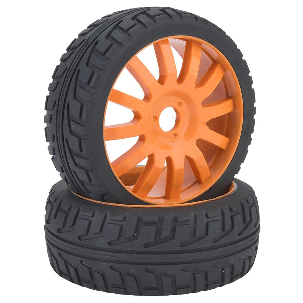 Pneus RC, 17Mm Hex RC et Pneus Pneus de Voiture RC 2 Pièces 1/8 Pneus RC Mise à Niveau Pneus de Moyeu de Jante de Roue Pneus en Caoutchouc pour 1/8 sur Route Accessoire de (Orange)