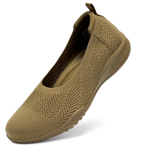 Image of LEDINEY Women's Flats Slip On Go Walk Shoes for Women Comfortable Walking Sneakers Knit Low Wedge Dressy Ballet Shoes Zapatos para Mujer