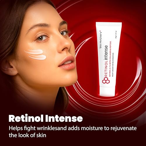 Image of Retinol 0.1 Intense Cream with Collagen & Peptide Vitamin A for Fine Lines, Sun Spots, Anti-Aging (40 Gram / 1.41 Oz)