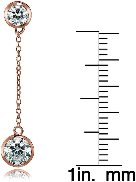 Sterling Silver Cubic Zirconia Bezel-Set Dangling Earrings - Image 4