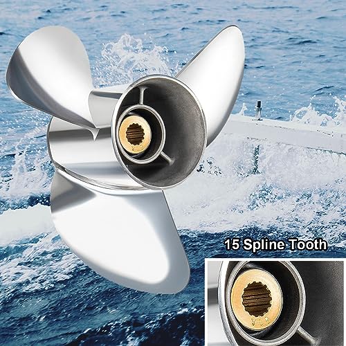Image of VIF Jason Marine OEM Upgrade Stainless Steel Boat Propeller Compatible with Yamaha 150hp 175hp 200hp 220hp 225hp 250hp F150 F175 F200 F225 Outboard Engines,15 Spline Tooth