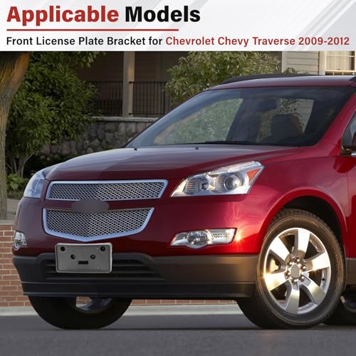 Image of License Plate Bracket Accessories for Chevrolet Chevy Traverse 2009 2010 2011 2012, Front Bumper License Plate Holder Replacement Frame Black Mount