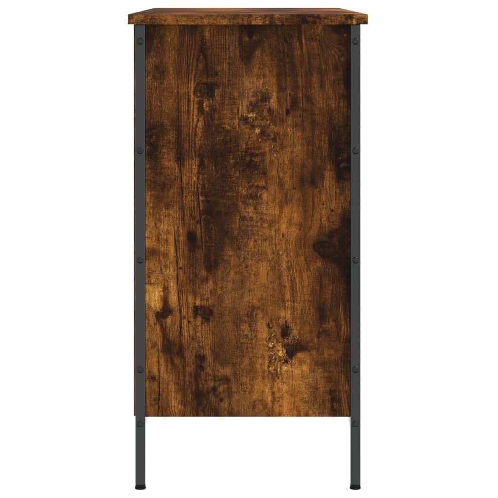 Schuhregal Räuchereiche Holzwerkstoff 100x35x70 cm mit pulverbeschichteten Stahlbeinen, 9 Fächer Schuhschrank platzsparend als Schuhablage und Schuhständer für Schuhaufbewahrung