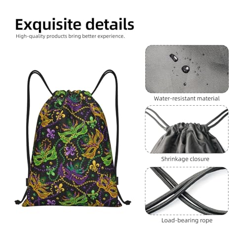 VOSERY Drawstring Backpacks, Mardi Gras Surface Draw String Back Bags for Men Women Gym Sports Swimming Travel4