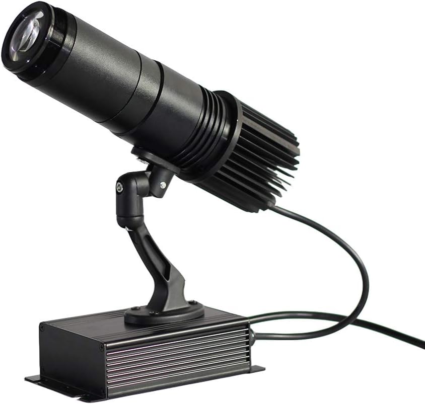 LED Custom Image GOBO Logo Projector Light 20W Desktop LED Static Glass GOBO Projector Advertising Logo Light with Free Custom Glass GOBO for Indoor Black (with Custom 1 Color Static Glass Gobos)