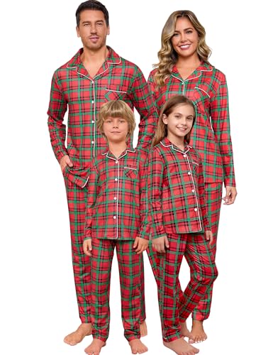 iClosam Christmas Family Matching Pajamas Set Long Sleeve Button Down Pjs Festival Party Sleepwear for Women Men