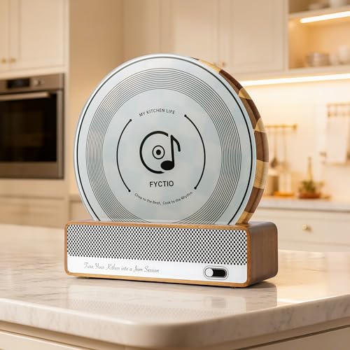 Cutting Board Set, Checkered Wood & Glass Cutting Boards for Kitchen, Retro Record Style Chopping Board with Holder, Serving Tray Gift Set, Ideal for Meat, Bread, Vegetable, Fruit 15"×14"