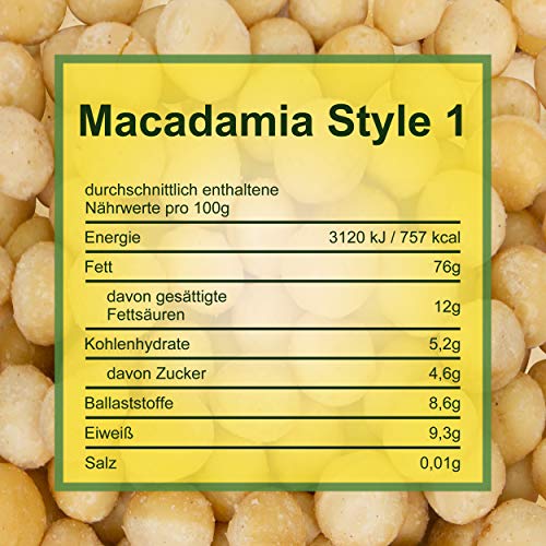 Howa Premium Macadamianüsse ungesalzen und naturbelassen – Macadamianuss ganze Nüsse – Ideal zum Kochen, Backen oder als gesunder Snack – mit zart-buttrigem Geschmack – 500 g