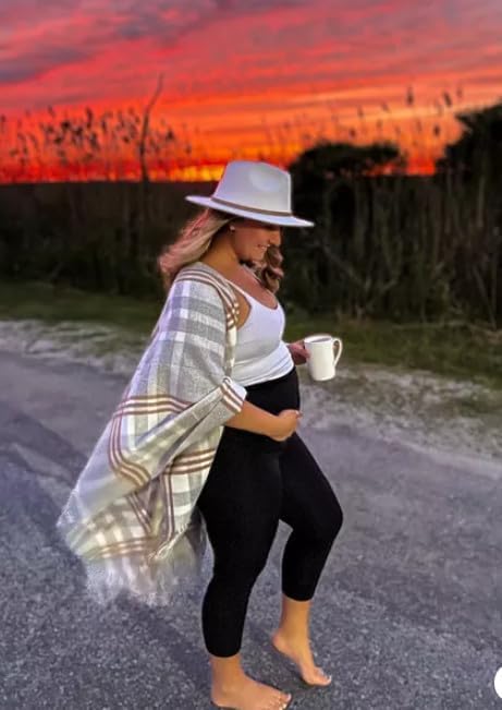 Moss Rose Women's Travel Plaid Shawl Wrap Open Front Poncho Cape for Fall Winter - Image 3