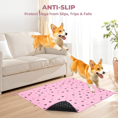 Image of Fostanfly Washable Pee Pads for Dogs, 2 Pack Large 36 inchx41 inch Ultra-Absorbent and Leak-Proof Non-Slip Reusable Potty Training Pads for Dogs, Cats, Puppy, Potty of Add 8 Lanyards, Pink