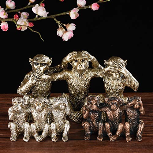 Estatua Mono No Evil Small Resina Plateada 4.3x2.2x2.8 pulgadas miniatura 7