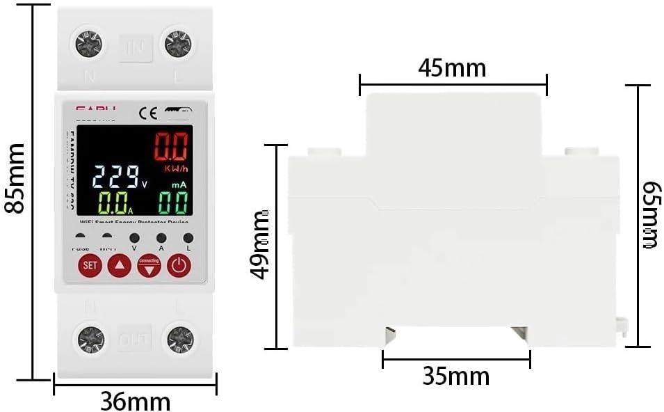 2P 230V 63A Switch Energy Meter metering Timer Circuit Breaker Timer with Voltage Current and Leakage Protection
