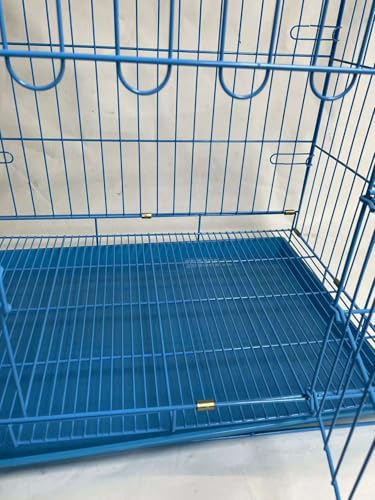 Image of Berlin's Small Puppy Dog Cage, Foldable Portable Crate, Double Door with Latches, Removable Tray,(18x14x12inches) (Sky Blue, 18 Inch)