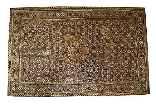 Rosmonte - Handmade Indian Wooden Nesting Tables with Elegant Brass Table Tops - 22 x 14 x 20 inches - 3 Piece Set - Coffee Table, End Table - Made from Eco Friendly & Long Lasting Mango Wood - Image 2