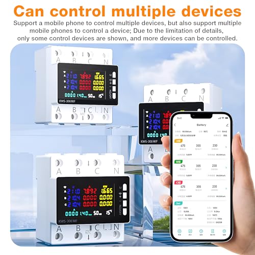 Image of XPR3SS 80Amp KWS-306WF Three Phase Energy Meter With Auto Reconnect WIFI Smart Switch Circuit Breaker KWh Power Meter Timer Relay Remote Control Over Voltage Under Voltage Over Current Surge Protector