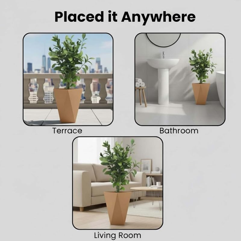 Image of Amazon Brand - Umi Diamond 18 Inch Pots for Planter & Flowers Big Size Gamla - Lightweight, Durable Outdoor & Indoor Planters, Perfect for Balcony & Terrace Gardens (Brown)