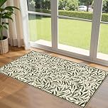 Othilic Front Door Mat Indoor Entrance - 2x4.3 Ft Boho Washable Layered Doormat Outdoor Entrance Porch Rug Non-Slip Spring Sage Green Leaf Runner Rug for Kitchen Bedroom Laundry Room Porch Decor