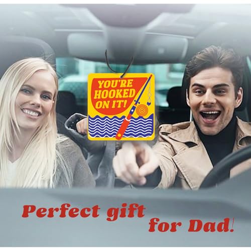 Image of 5pcs Gone Fishing Car Air Freshener Funny Car Accessories Automotive Interior Hanging Scents Mirror Decor for Men Teen Boys Fishermen Gifts