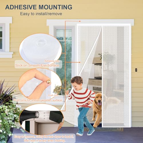 Risareyi Magnetic Thermal Insulated Door Curtain Semi-Transparent EVA Window Cover Anti-Dust Waterproof Windproof Auto-Closing for Living Room No Drilling - Image 4