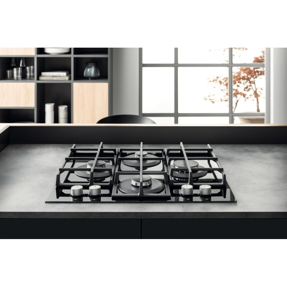 Piano cottura a gas Hotpoint: 4 fuochi, - HAGS 61F/BK
