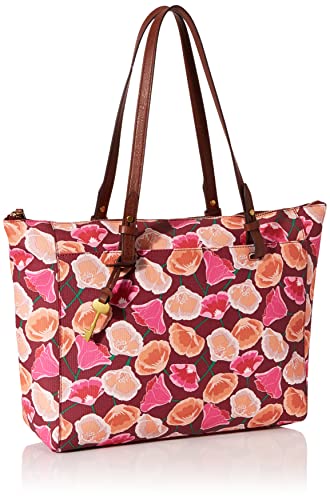Fossil Women's Rachel Faux Leather Tote Bag Purse Handbag, Pink Floral