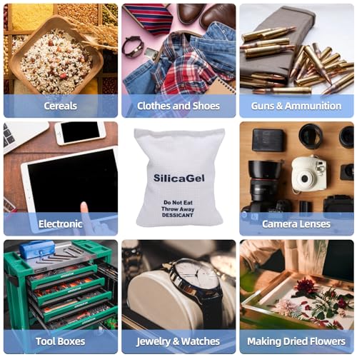 Yorsunnei SG-500 2 X 500 Gram [2.2 Lbs] Large Silica Gel Packets,Rechargeable Silica Desiccant Packs thumb #6