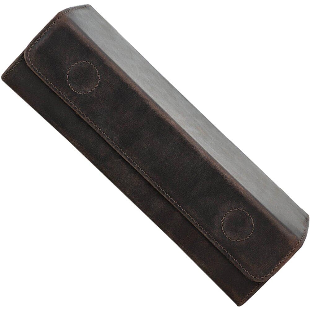 Hard Crazy Horse Leder Brille Hülle Tragbare Reiseschutzhülle Sonnenbrille Aufbewahrungstasche 2 Schlitz Brille Hülle