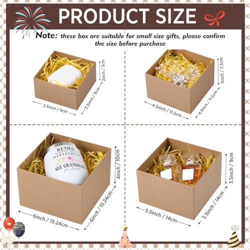 Marspark 4 Pcs Christmas Nesting Gift Boxes with Lids Stackable Square Nested Boxes Set with Ribbon Large to Small Size Prank Annoying Nested Gift Wrapping for Valentine Weddings Birthday(Kraft) - Image 3