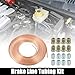uxcell 1 Set 25 Ft of 5/16 Inch OD Brake Line Tubing Kit Flexible Copper Coated Brake Line Tube Roll Coil with 16 Inverted Flare Fittings