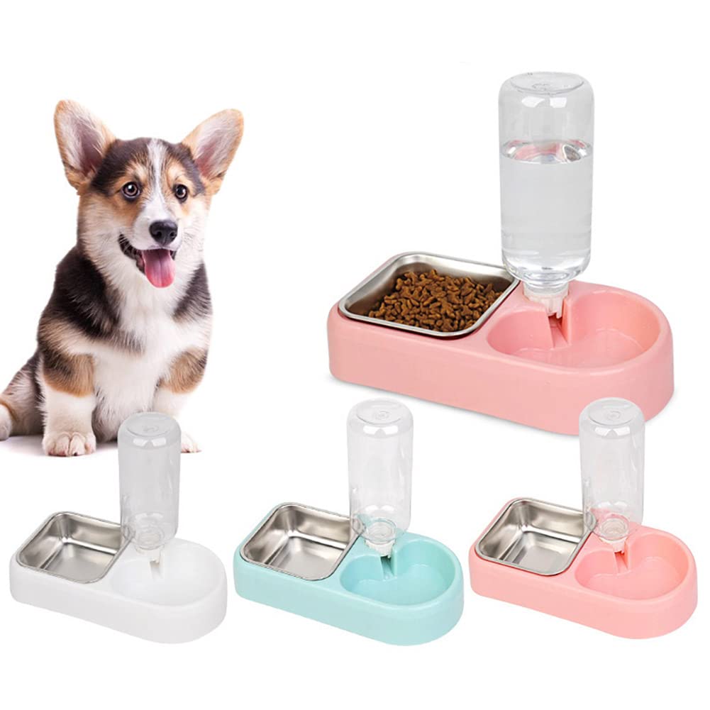 JiangYanus Crate Dog Bowl, Kennel Dog Food Water Bowl Set with Automatic Water Dispenser Detachable Stainless Steel Bowl, Hanging Pet Cage Feeder for