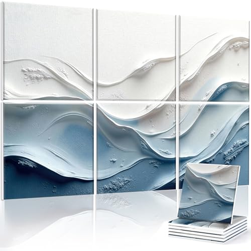 Image of JBER Acoustical Wall Panels 72 inch x 48 inch, Cerulean Undulations