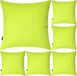 Lot de 6 housses de coussin carrées décoratives en 100 % coton, 50 x 50 cm, jaune clair