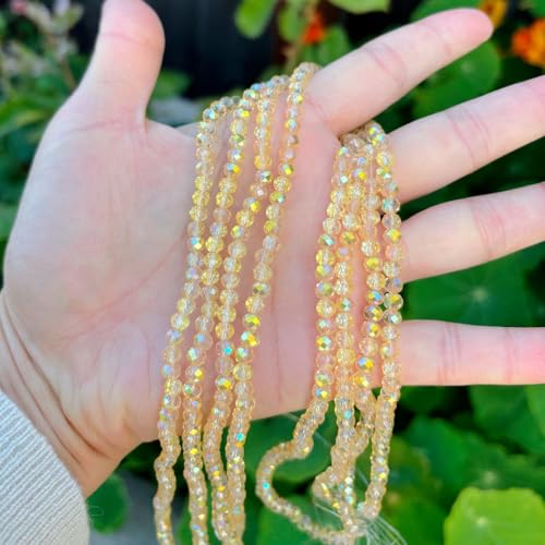 Image of 500pcs Czech Faceted Rondelle Crystal Glass Beads 4mm Small Tiny Bulk Gold Shimmer