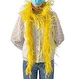 LONDGEN 1ply Ostrich Feather Boa 2Yards for Dance Performance and 1920's Flapper Costume Accessory (Yellow)