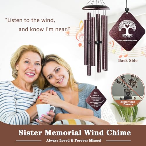 Image of Memorial Gifts for Loss of Sister, 32 inch Sympathy Wind Chimes in Memory of Sister Sympathy Gift