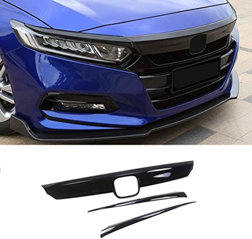NINTE Grill Covers for 2018-2020 Honda Accord, ABS Gloss Black Front Bumper Hood Grille Cover W/Eyelid Molding Trim
