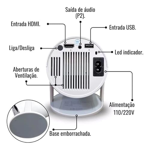 Mini PROJETOR Magcubic-HY300 PRO 4K Android 11, WiFi duplo 6, 260ANSI, Allwinner H713, BT5.0, 1080P,