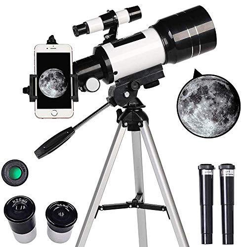 WHXJ Telescopios Astronomicos Profesionales Adultos, Telescopio Refractor Astronmico con Montura AZ De 300 Mm De Apertura De 70 Mm, Telescopio Porttil con Adaptador De Trpode/ptica Multicapa