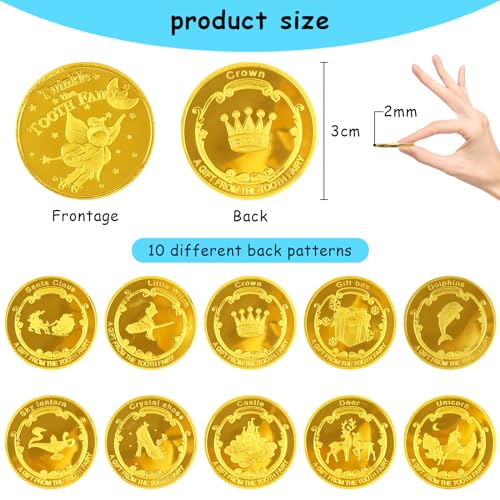 10 Stück Zahnfee Münzen, Zahnfee Goldtaler, Gold Zahnfee Münze, Zahnfee Geschenke Ideen, Verlorenen Zahn Kinder Geschenke Souvenir, für Gedenkmünze, Zahnfee Geschenke Mädchen Jungen