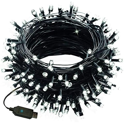 FULLBELL Christmas Lights Multi Color Changing Flash Modes 39.4 Feet with 100leds USB Powered Indoor String Lights for Bedroom, Wedding, Party, Patio, Outdoor Garden, Stroller, Christmas Tree (White) Cover