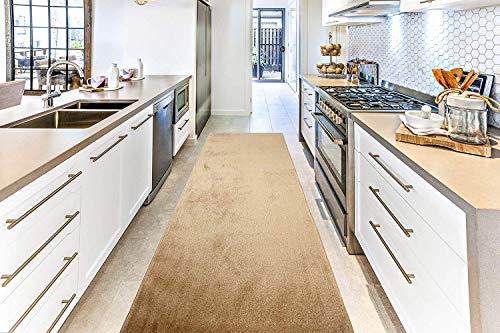 Orfa Home Custom Size Hallway Runner Rug, Slip/Skid Resistant, 26 Inch Wide X Your Choice Of Lenght, Solid Beige, 26 Inch Width X 17 Feet Length, Sold And Priced Per Foot #TOP2