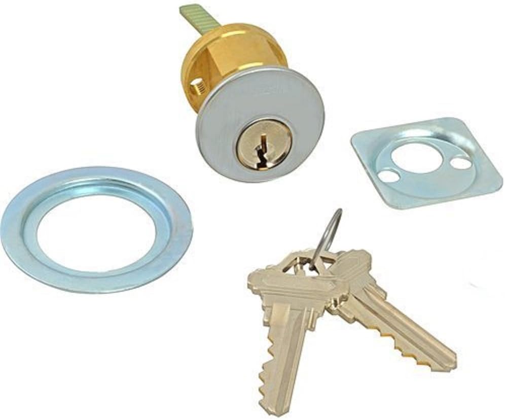 Detex Cylinder - Detex ECL230, ECL600, Secure Commercial Door Lock, Mortise Cylinder - Keyed Lock + Rim, Aluminum Silver