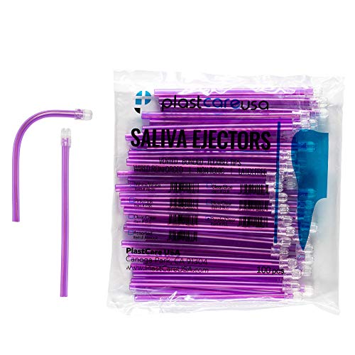 1000 Dental Saliva Ejectors Disposable - Medical Grade Latex Free Evacuation Suction Tips - Flexible Purple Tube With Purple Tip In (10 Bags Of 100) By Plastcare Usa #TOP15