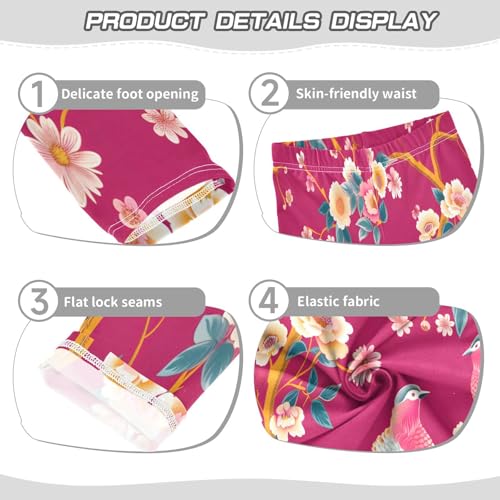 Toddler Girls Leggings Printed Yoga Pants Leggings Hot Pink Bird for Kids3