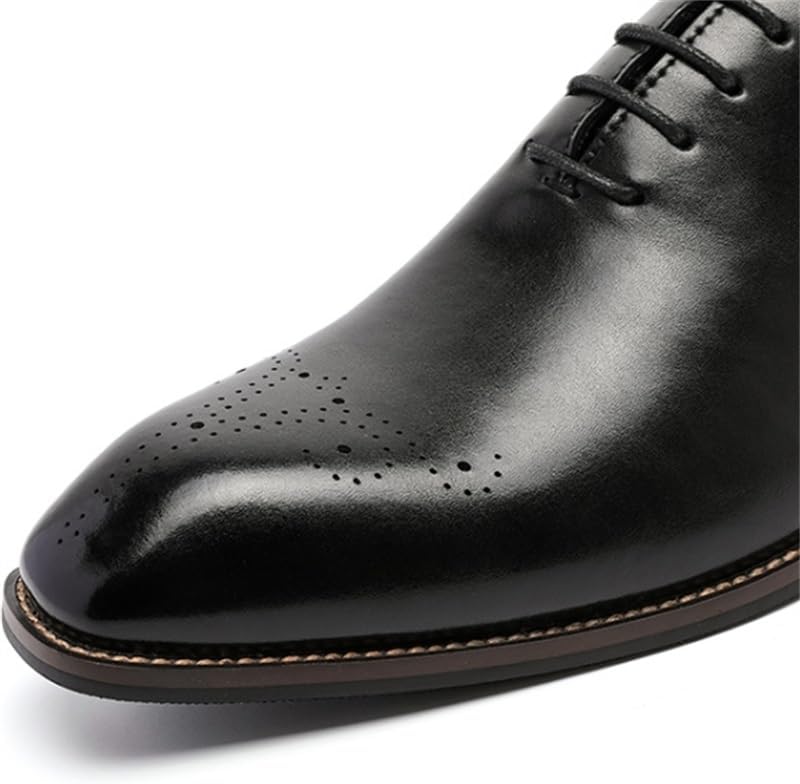 Men's Business Dress Oxford Shoes Pointed Toe Low-top Front Lace-up Flat Bottom Shoes Lightweight Comfortable Rubber Non-Slip Casual Shoes for Men